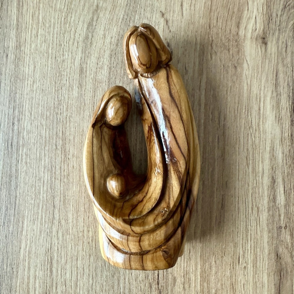 Holy Family Olive Wood Mary, Joseph & Jesus Hand Carved Christmas Nativity 5.5"